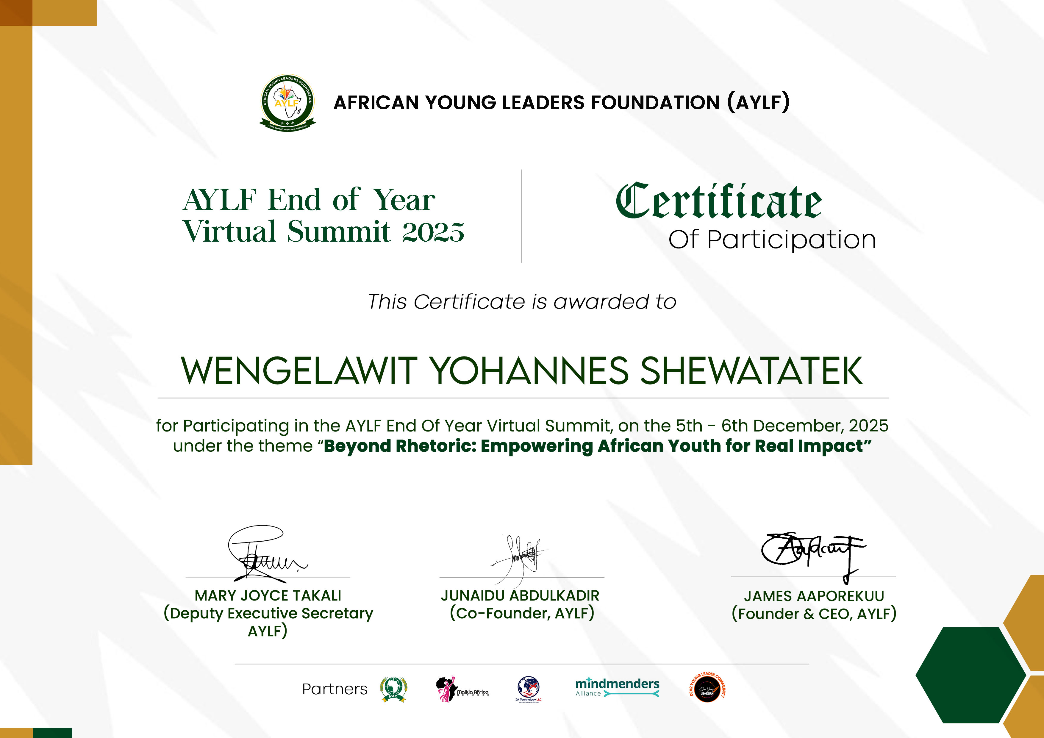 African Youth Leadership Forum — Participant